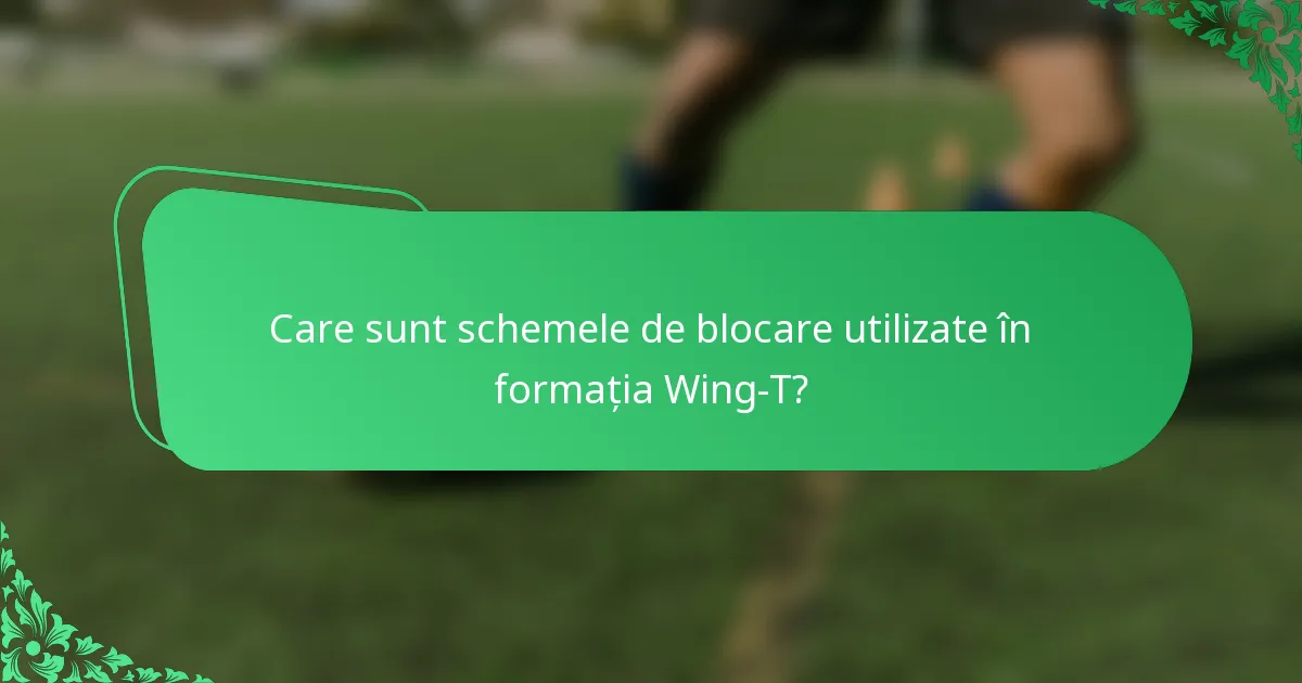 Care sunt schemele de blocare utilizate în formația Wing-T?