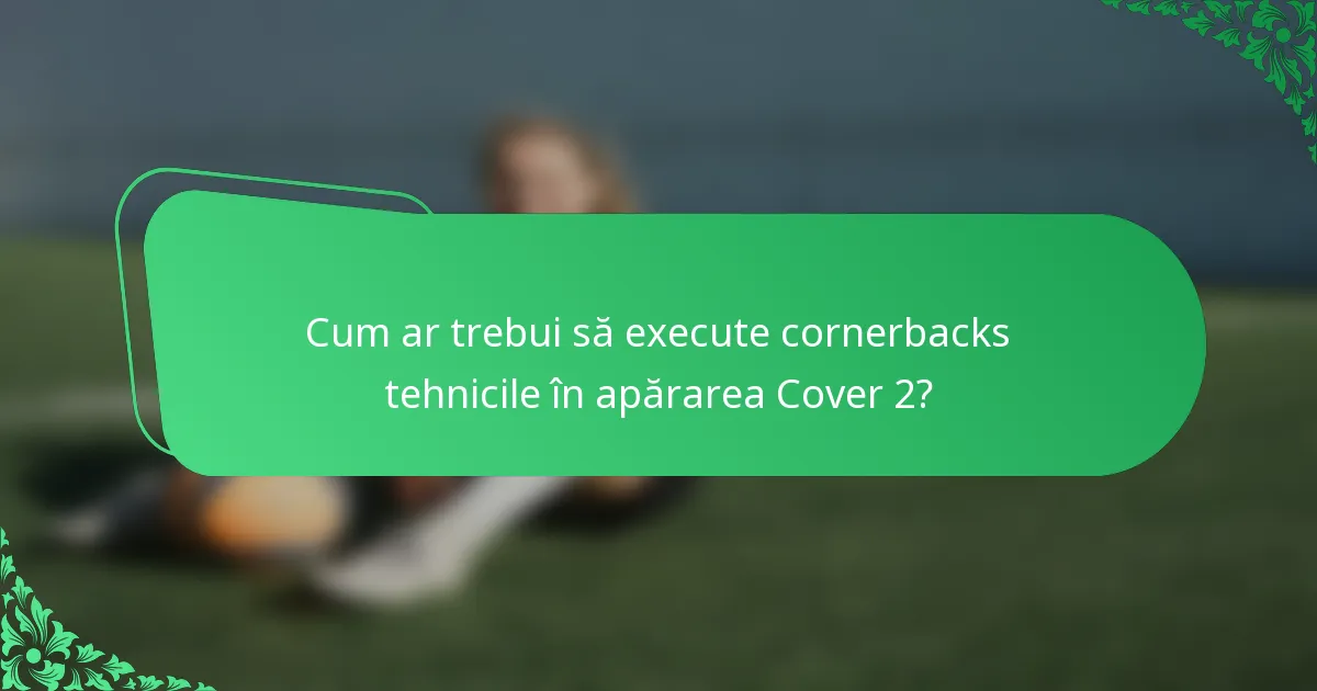 Cum ar trebui să execute cornerbacks tehnicile în apărarea Cover 2?