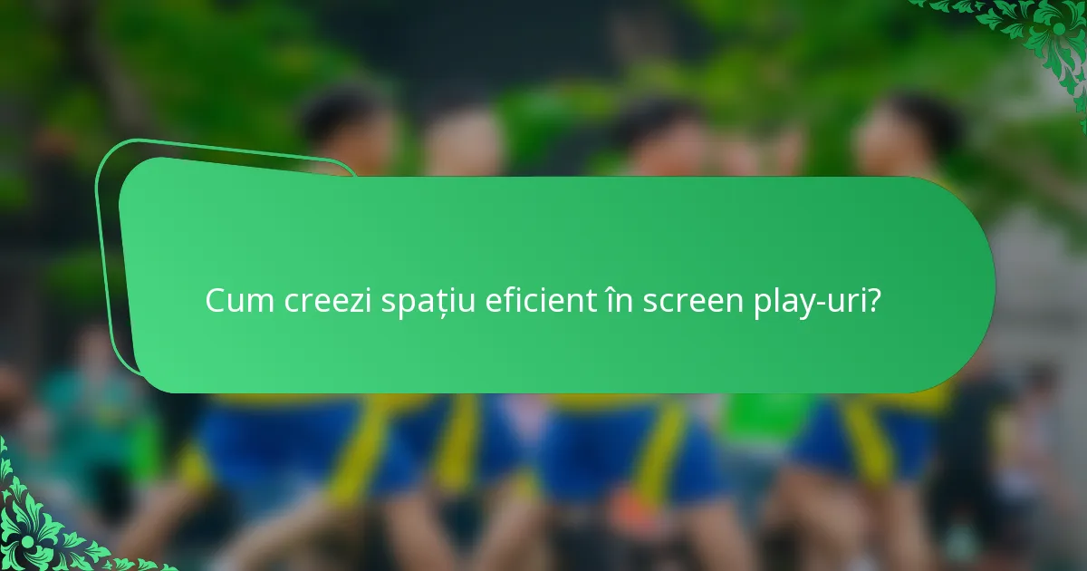 Cum creezi spațiu eficient în screen play-uri?